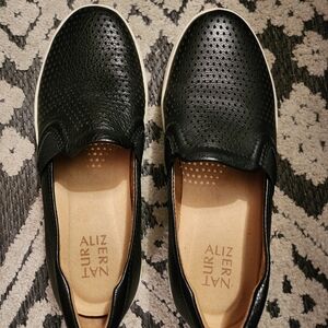 Naturalizer Black Perforated Slip-On Flats